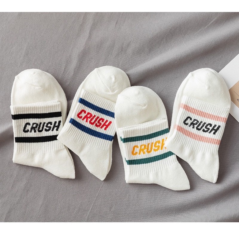 TẤT CAO CỔ NỮ, VỚ CAO CỔ NAM TẤT VỚ THỂ THAO HÀN QUỐC CRUSH UNISEX COTTON MỀM MỊN