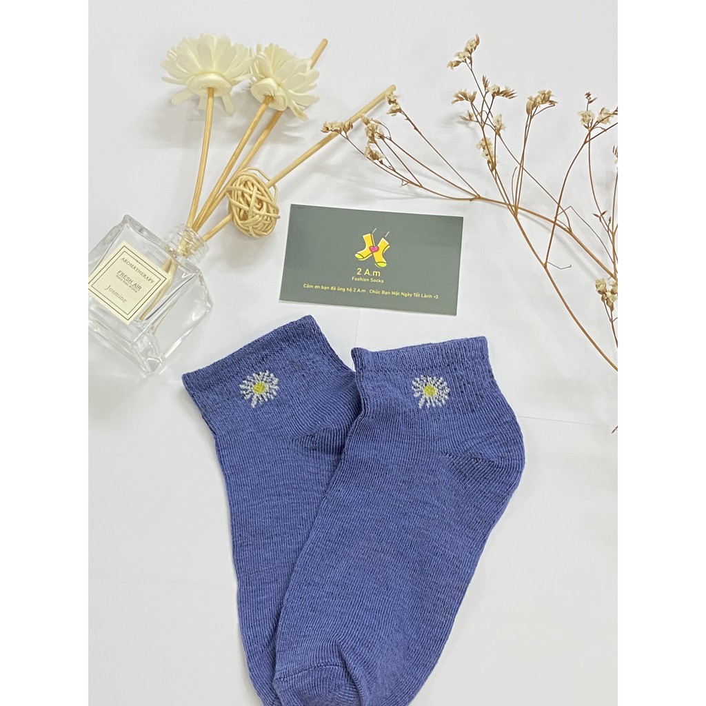 Tất Vớ Cổ Ngắn Nam Nữ Mắt Cá Hoạ Tiết Bông Hoa Unisex Hàn Quốc