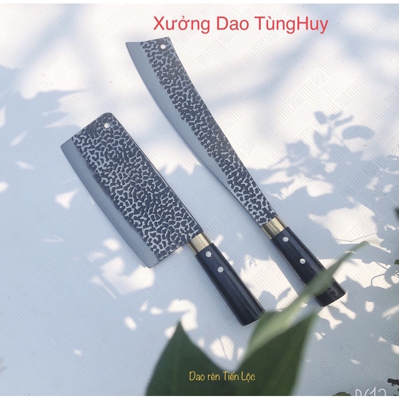 Bộ Đôi Dao Chặt ,Dao Parang toàn bộ làm Bằng Thép Nhíp Oto Cao Cấp ,Cán Gỗ Sồi Phủ Sơn Đen Khoanh Đồng Hai Đinh