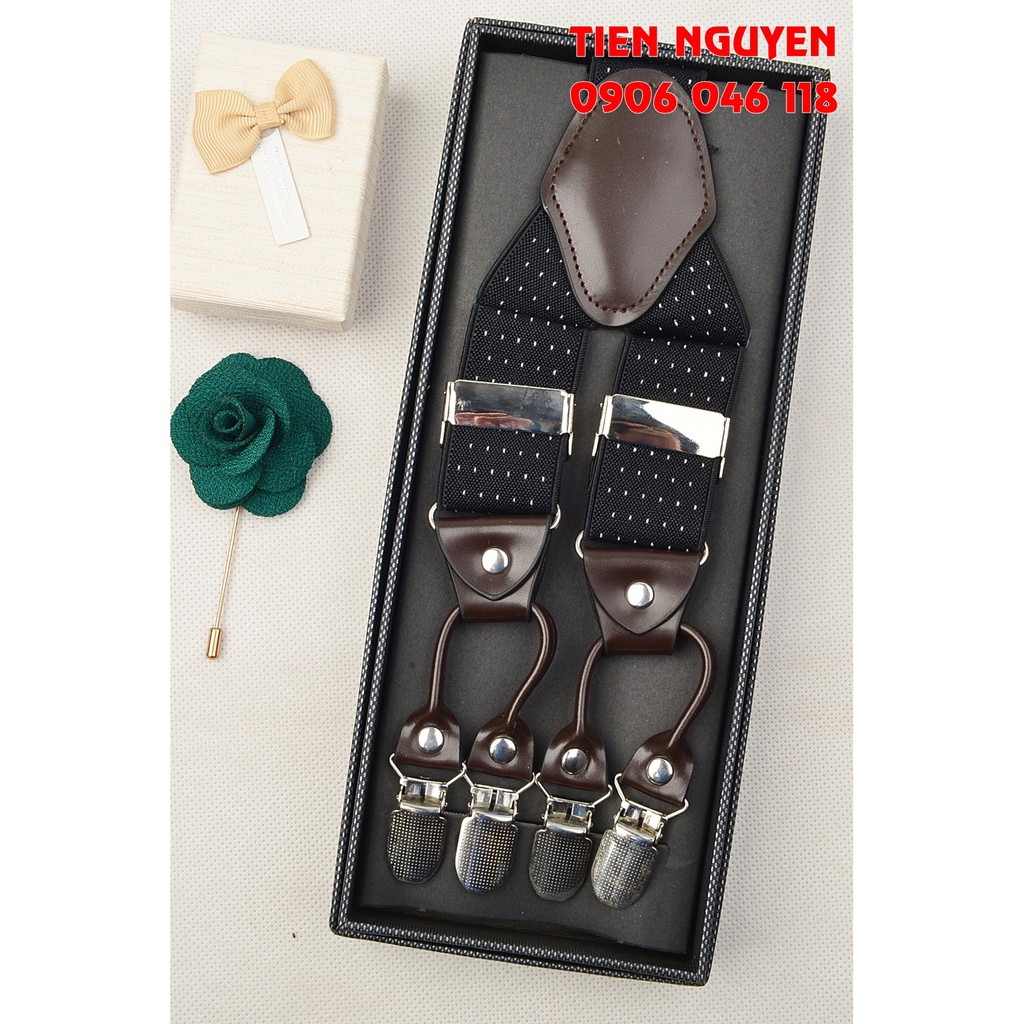 Đai Đeo Quần Nam Chữ Y Cao Cấp  6 Clip Bản 3.5Cm Thun 4 Chiều
