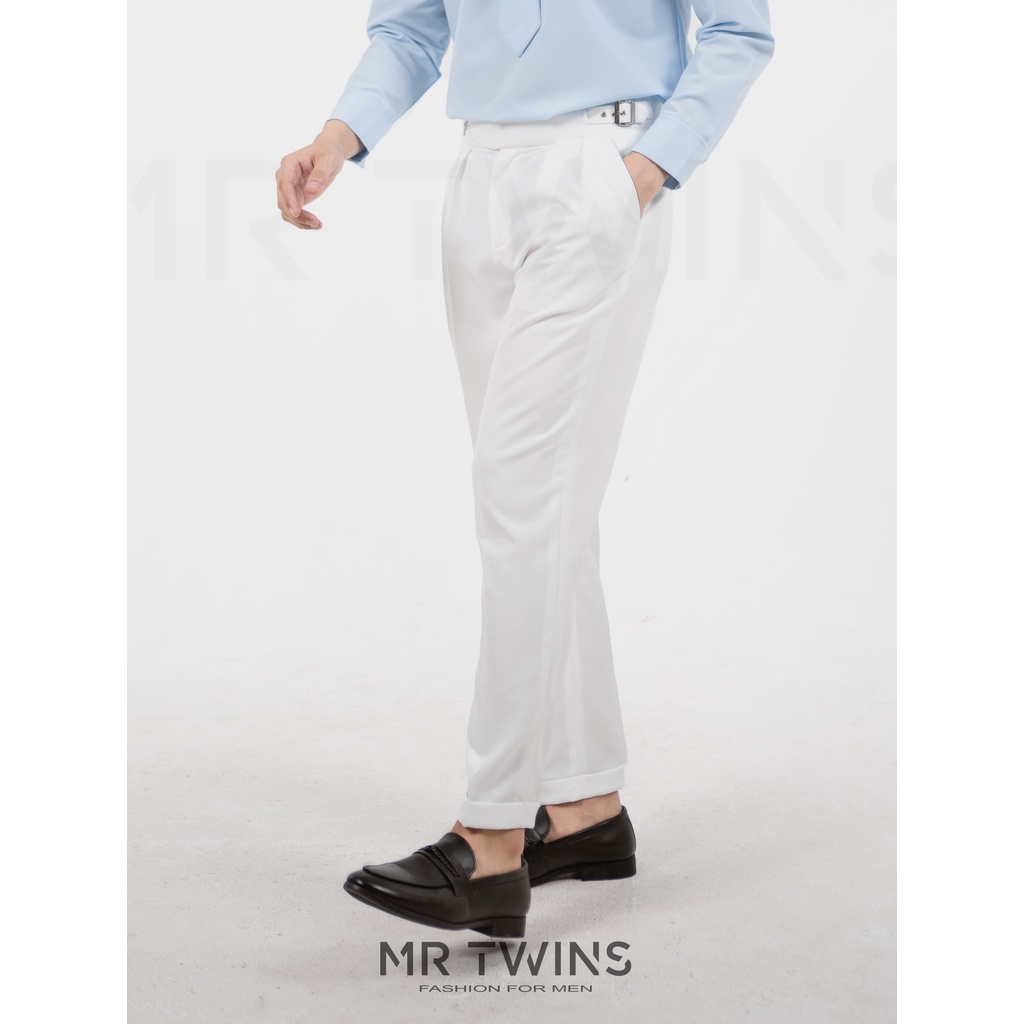 Quần Âu Cạp Cao Ống Suông Dây Kéo Hai Bên Vải Cotton Cao Cấp Thương Hiệu Mr Twins