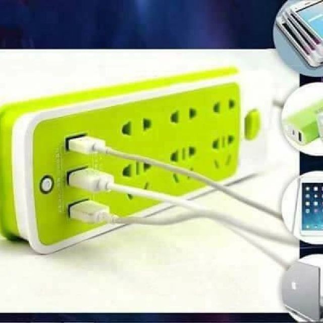 Ổ CẮM ĐIỆN CHỐNG GIẬT KÈM CHÂN CẮM USB XANH LÁ