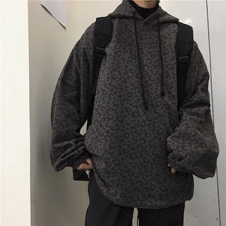 Áo hoodie nam unisex thời trang ulzzang hàn quốc, Áo hoodie nữ form rộng oversize mặc nhà đi học màu xám da báo ulzzang