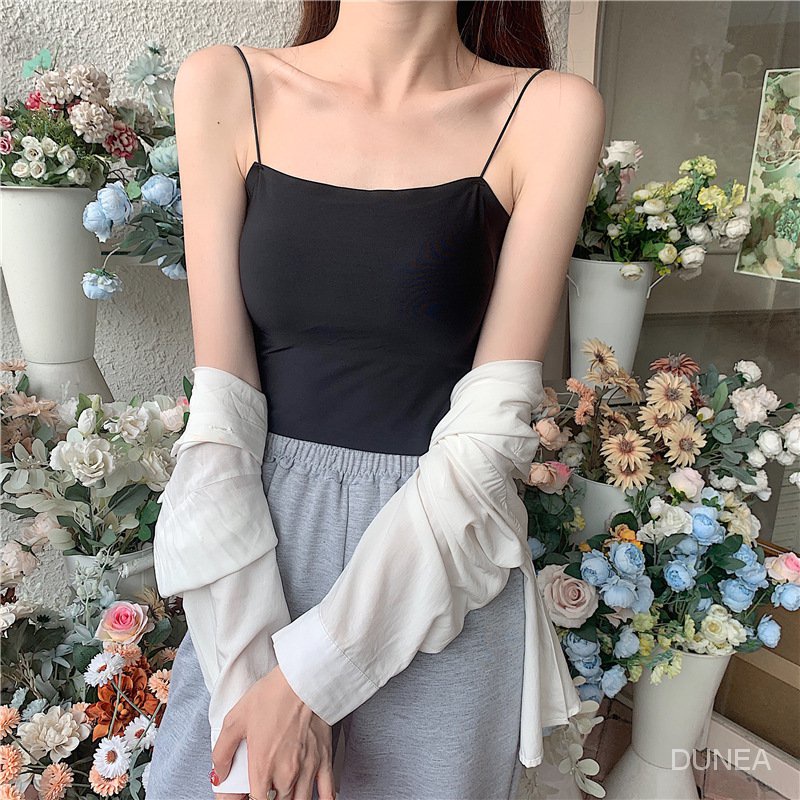 DUNEA Áo Hai Dây Không Đường May Có Mút Đệm Ngực Thiết Kế Mới Thời Trang Dành Cho Nữ