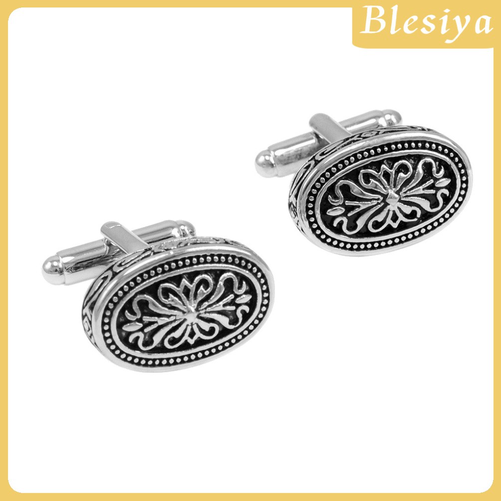 [Blesiya] Khuy Măng Sét Cổ Điển Màu Bạc Cho Chú Rể Trong Ngày Cưới