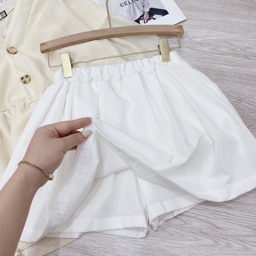 Set áo babydoll be cổ tim chân váy TL354
