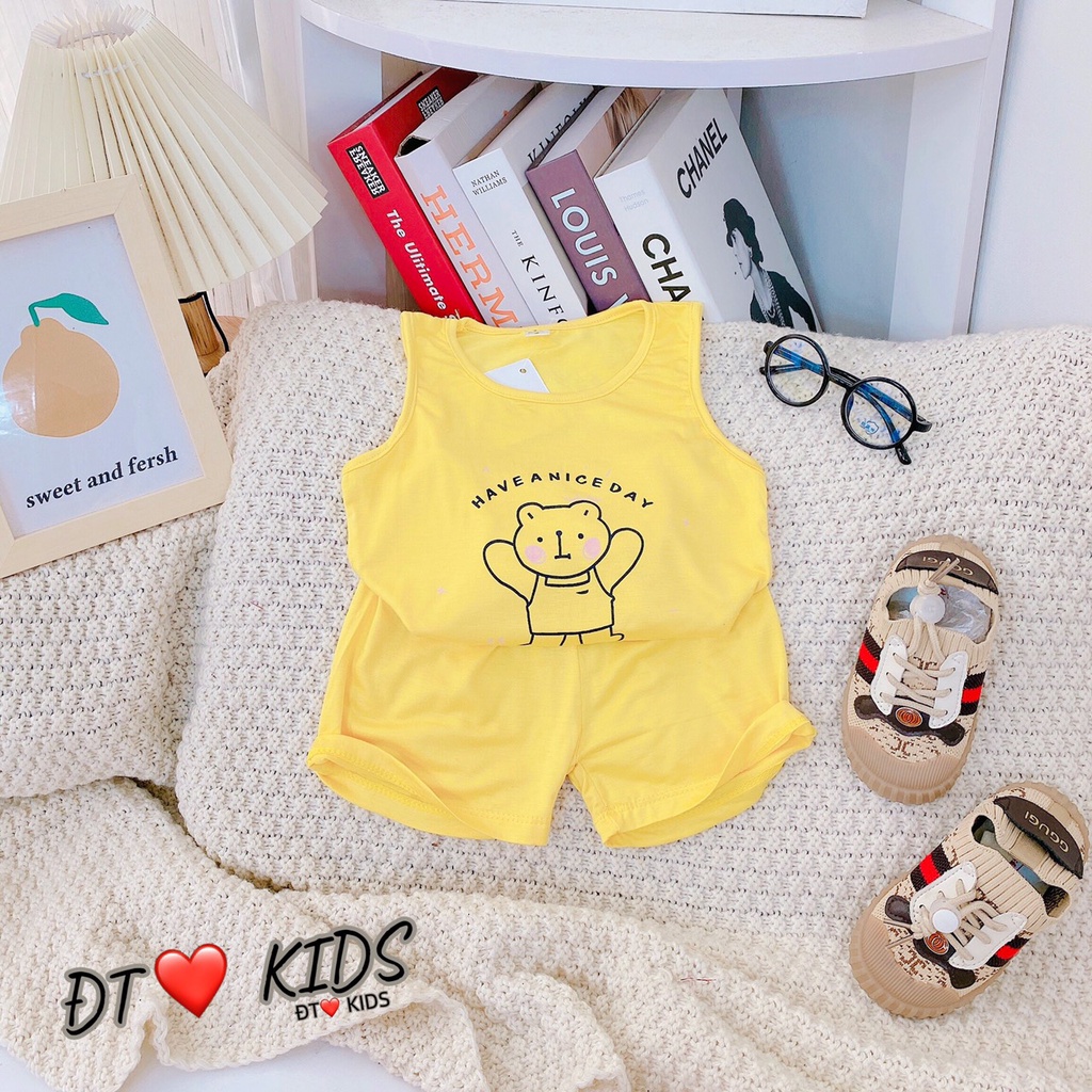 Bộ thun lạnh Minky Mom sát nách phiên bản gấu Have a nice day cho bé trai bé gái