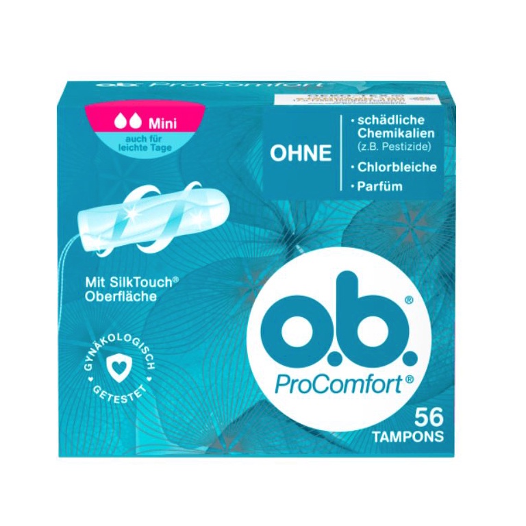 Băng vệ sinh dạng ống tampon OB ProComfort Mini 2 giọt 56 miếng / 64 miếng - Hàng nội địa Đức có bill NEW 2022