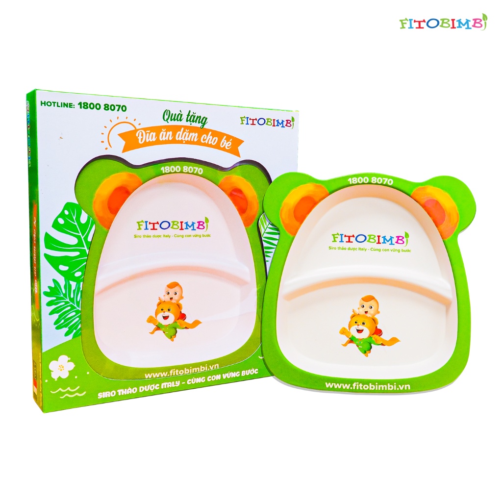 Đĩa Ăn Dặm FITOBIMBI Hình Con Gấu Dành Cho Bé Họa Tiết Kích Thích Thị Giác Giúp Bé Ăn Ngon
