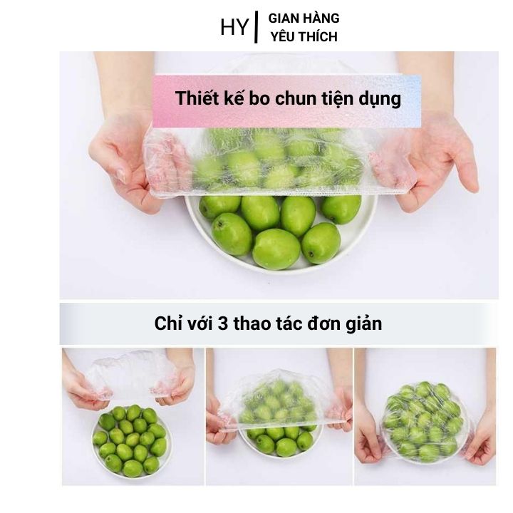 Set 100 Màng Bọc Thực Phẩm Bo Chun Co Dãn Tái Sử Dụng Được Kèm Túi Gấu