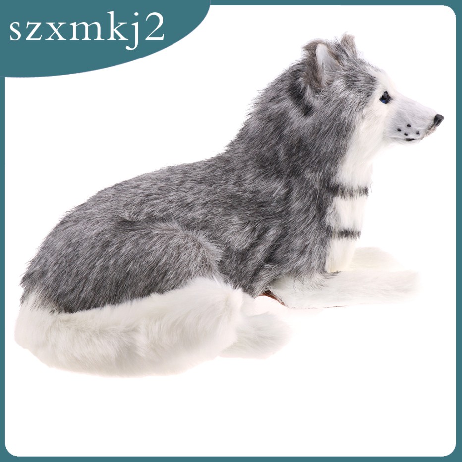 Mô Hình Chú Chó Husky Bằng Lông Nhân Tạo Dễ Thương Dùng Trang Trí Nhà Cửa 2