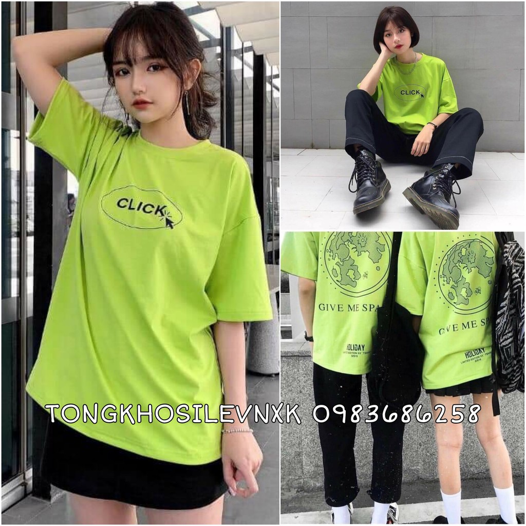 [Mã FASHIONT4WA2 giảm 10K đơn 50K] ÁO PHÔNG GIVE ME SPACE XANH NEON HOT - ÁO THUN CLICK