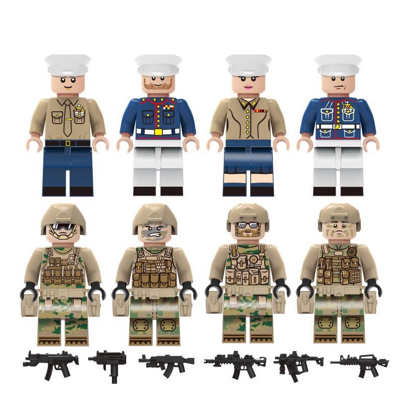 Bộ 8 mô hình lego nhân vật cảnh sát biển và lực lượng Swat đồ chơi trẻ em MS M8054