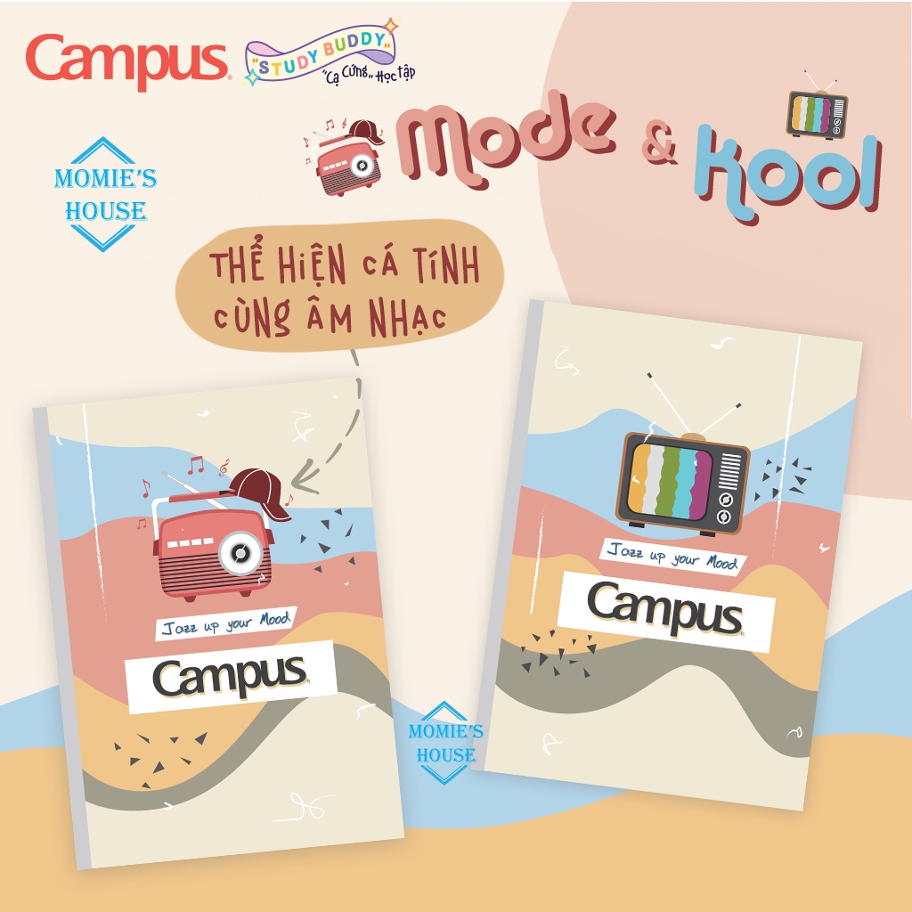 Vở Kẻ Ngang Có Chấm Campus Mode & Kool 120 Trang Công Nghệ Nhật Bản, Thiết Kế Bắt Mắt Sáng Tạo