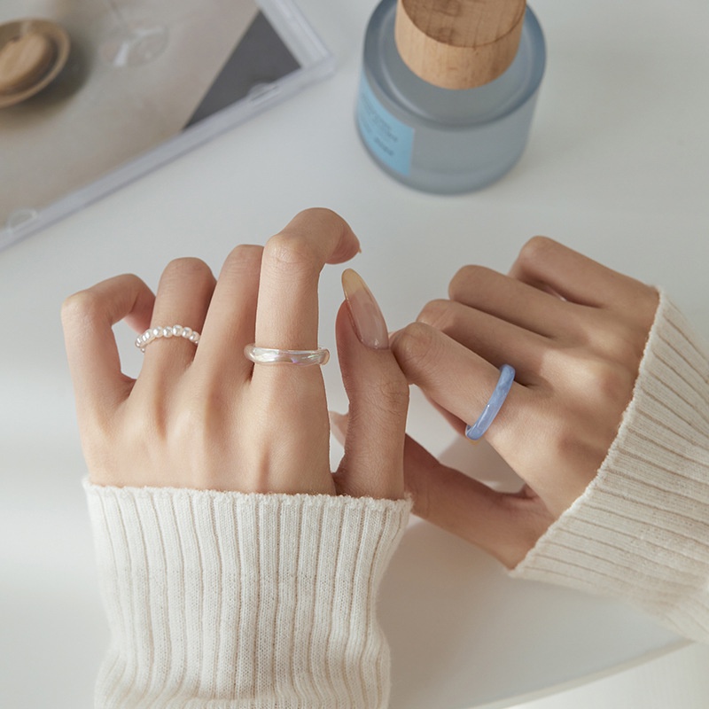 Nhẫn Nhựa Nhiều Màu Đính Ngọc Trai Thời Trang Cho Nữ