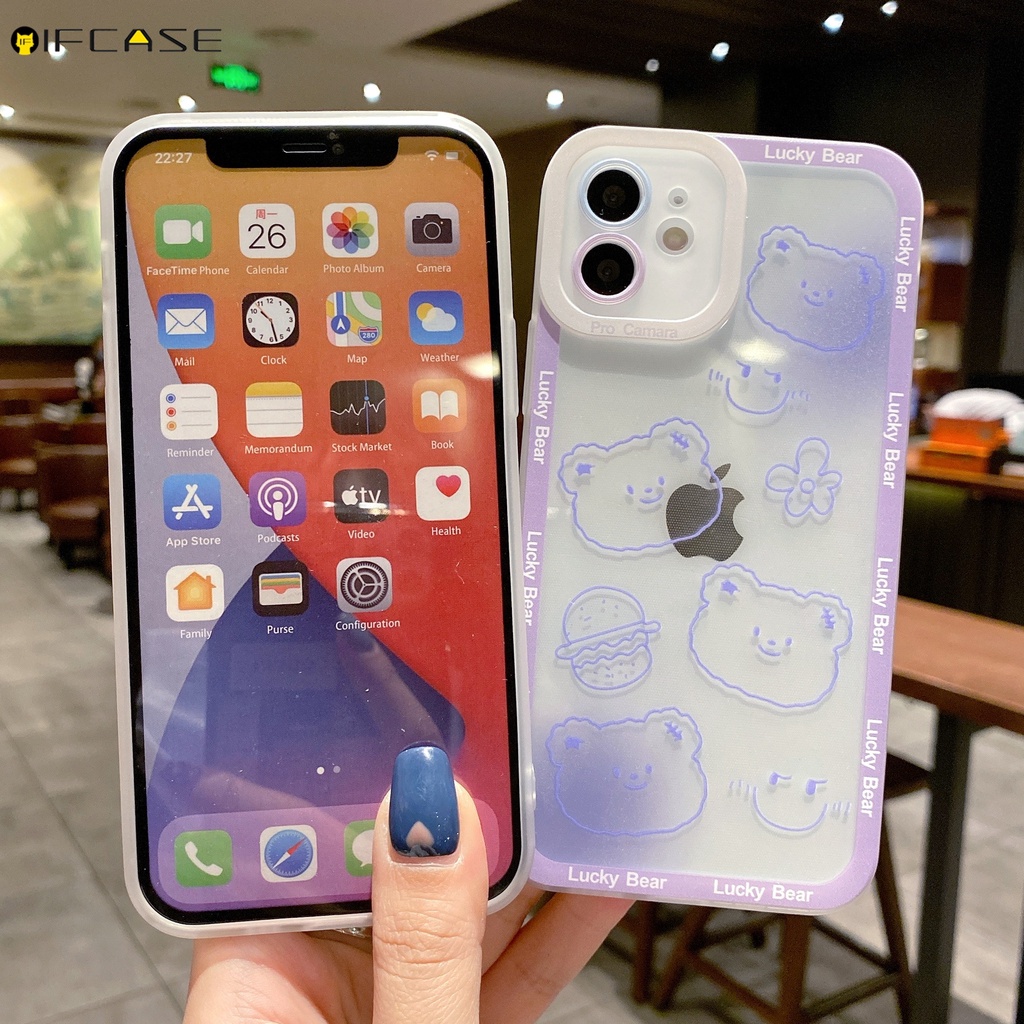 Ốp điện thoại tpu hình thỏ/gấu cho iPhone 13 12 Mini 11 Pro Max XS Max XR X 7 8 Plus