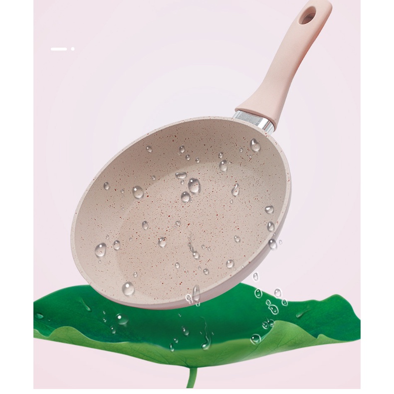 Bộ Nồi Chảo Chống Dính Cao Cấp 16cm Vân Đá Hoa Cương Hồng Đáy Từ Dùng Mọi Loại Bếp-chảo chiên mini, chảo sữa trẻ em