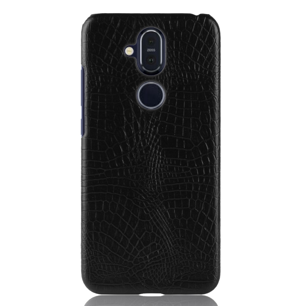 Nokia 8.1 Casing Fashion Crocodile Pattern Hard PC PU Leather Back Cover Nokia8.1 Hard Plastic Case Phone Cover