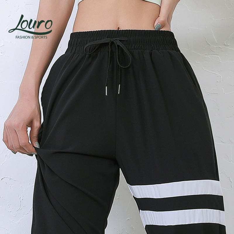 Quần Jogger nữ Louro QL111, mẫu quần joker tập gym nữ phối 2 màu, phù hợp tập thể ...