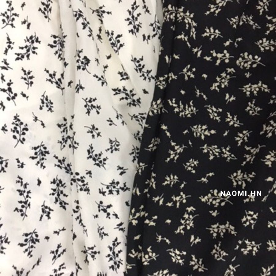 Chân váy hoa nhí dáng dài phong cách vintage chân váy dáng dài hoa nhí siêu đẹp hot trend màu đen trắng HOTHIT.