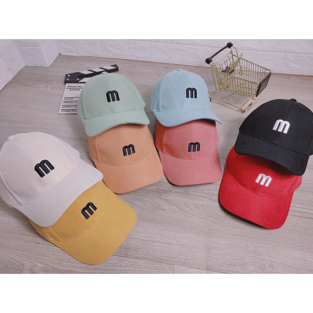 Nón Lưỡi Trai Nhung Chữ M, Mũ Lưỡi Trai Chữ M Nam Nữ Thể Thao Nhiều Màu, Mũ Kết Unisex Phong Cách