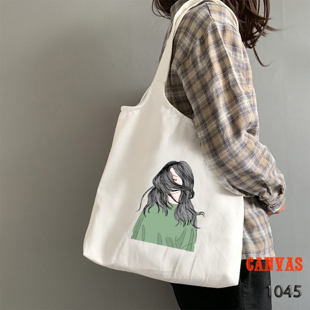 TÚI TOTE TRẮNG CHẤT VẢI CANVAS 1045 SAD SISTER DỄ THƯƠNG HÀNG CHUẨN ĐẸP