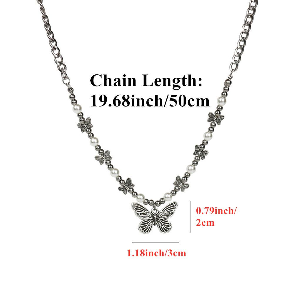 Dây chuyền đính hạt ngọc trai hình cánh bướm thời trang phong cách gothic punk dành cho nữ mihan1
