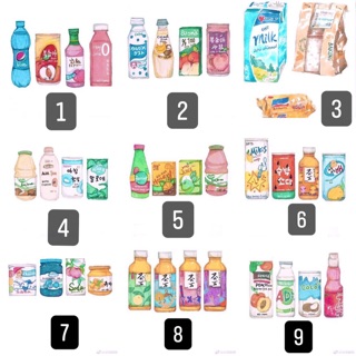 Sticker lẻ vending machine drinks phong cách watercolor Nhật bản