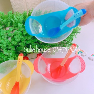 Bát chống đổ kèm thìa báo nóng