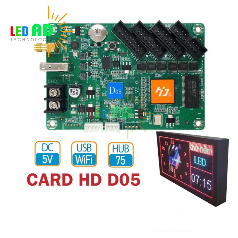 Card HD D05 - Kết Nối WiFi, USB Điều Khiển Module Full Color