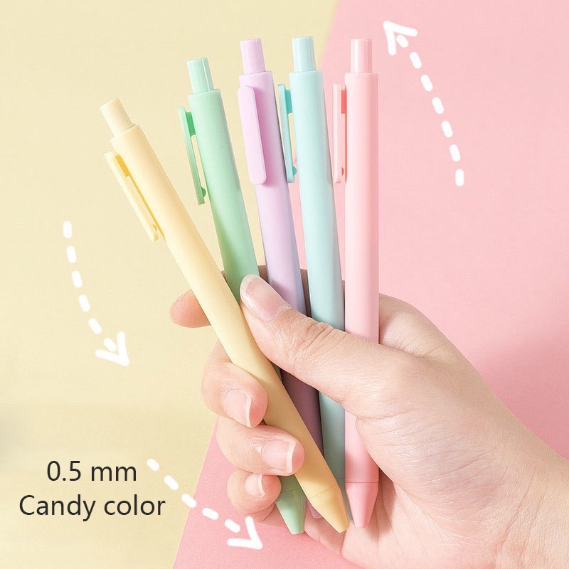 Bút bi nước mực gel , bút bi cute mực đen ngòi 0.5mm màu pastel dễ thương - BU003