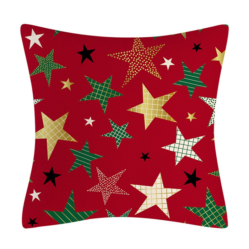 1 áo gối bằng vải lanh kích thước 45*45cm với họa tiết theo phong cách Giáng Sinh