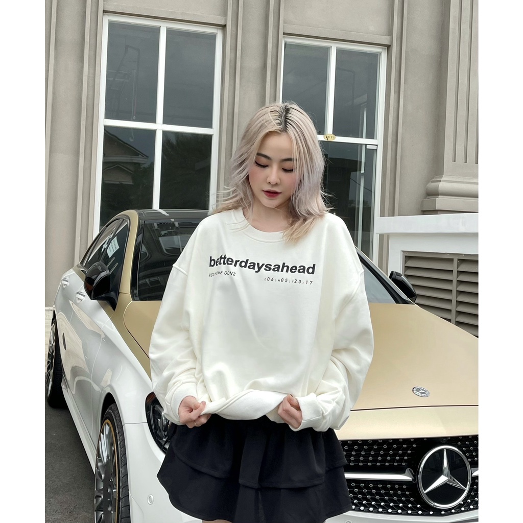 Áo Sweater Form Rộng Mùa Đông Sweater Betterdaysahead Gonz - Màu Trắng | BigBuy360 - bigbuy360.vn