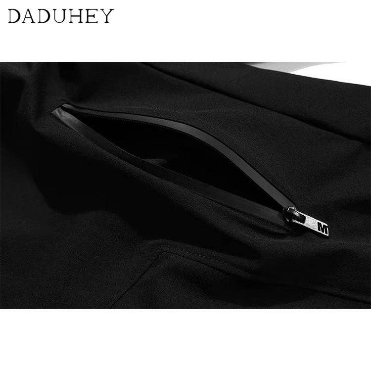DaDuHey European and American Ins Fashion Brand Outdoor Waterproof Zipper Functional Overalls Men's and Women's Loose Straight Casual Pants