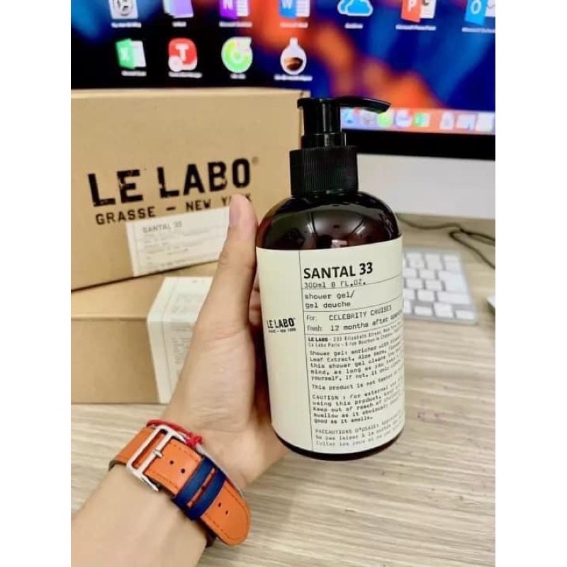 Combo SỮA TẮM NƯỚC HOA nam nữ LE LA.BO SANTAL 33 chai 300ml full box siêu sang chảnh