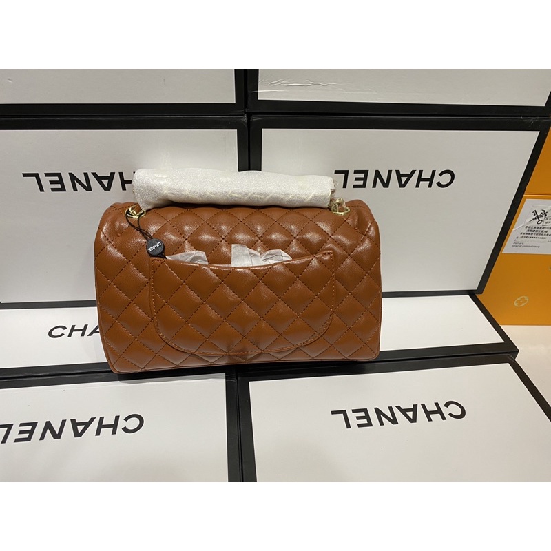 Túi classic ô trám màu nâu chữ