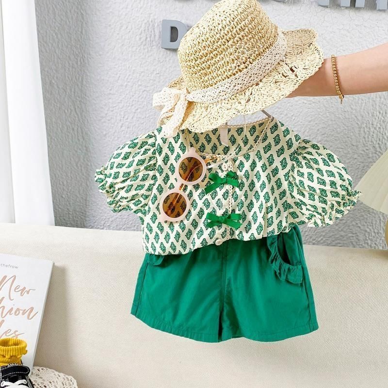 Bộ Trang Phục Hai Mảnh Mùa Hè Bằng Vải Cotton Nguyên Chất Phong Cách Hàn Quốc Thời Trang Mới Cho Bé Gái 2022