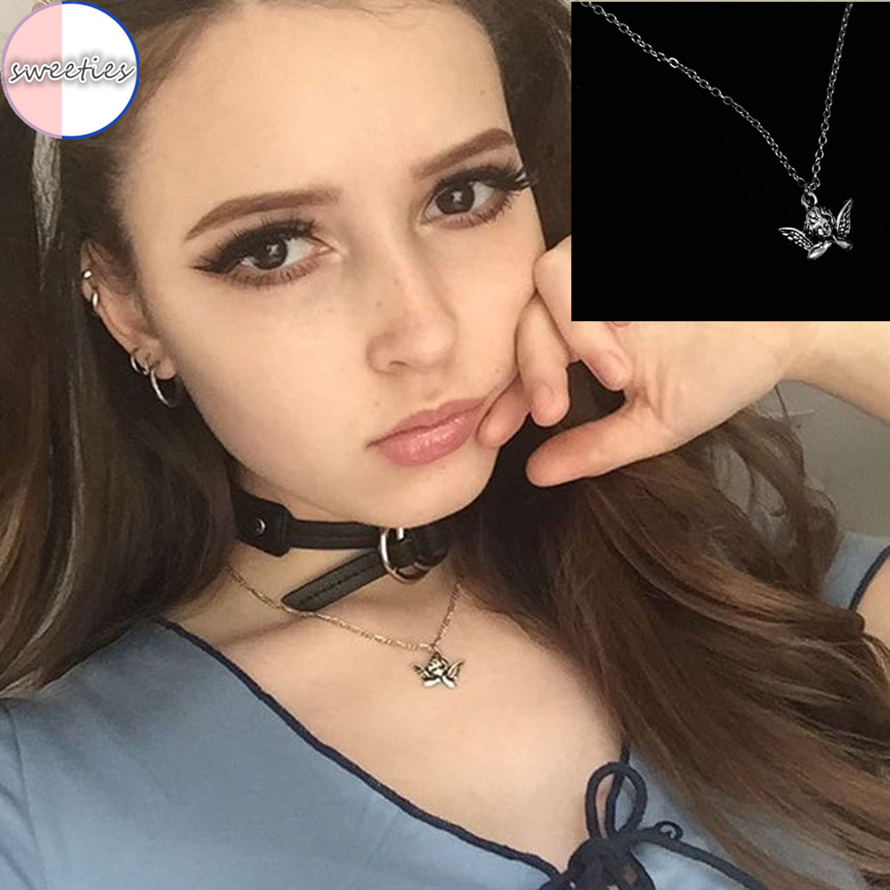 Vòng Cổ Choker Phối Mặt Hình Thần Tình Yêu Cho Nữ