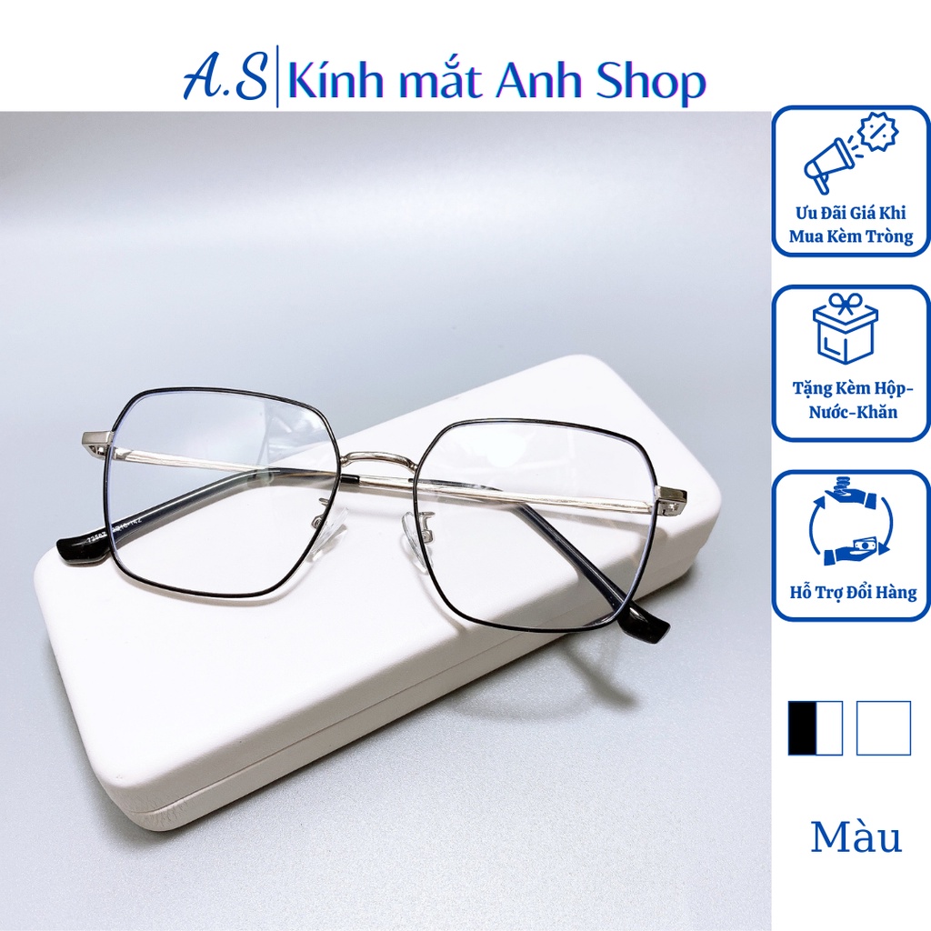 Kính giả cận kim loại thời trang kiểu vuông to thiết kệ to cá tính nhiều màu sắc 72567