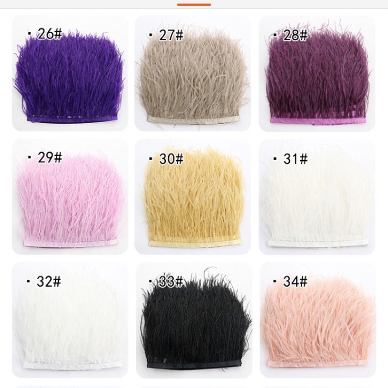 Lông vũ ,lông đà điểu ,phụ kiện may mặc kích thước 10-15cm đủ màu