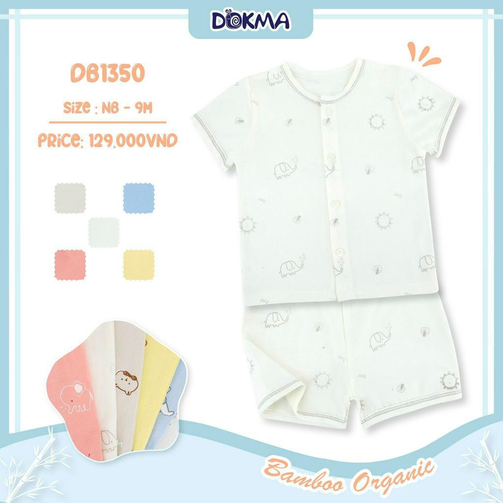 DB1350 Bộ sơ sinh cộc tay cài giữa bamboo Dokma bé trai / bé gái