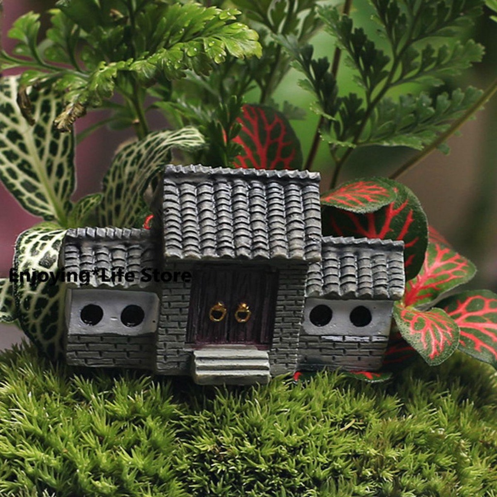 Đồ trang trí Thành Phố Màu Ngà Phong Cách Trung Hoa Bằng Nhựa Resin Mini Trang Trí Sân Vườn DIY