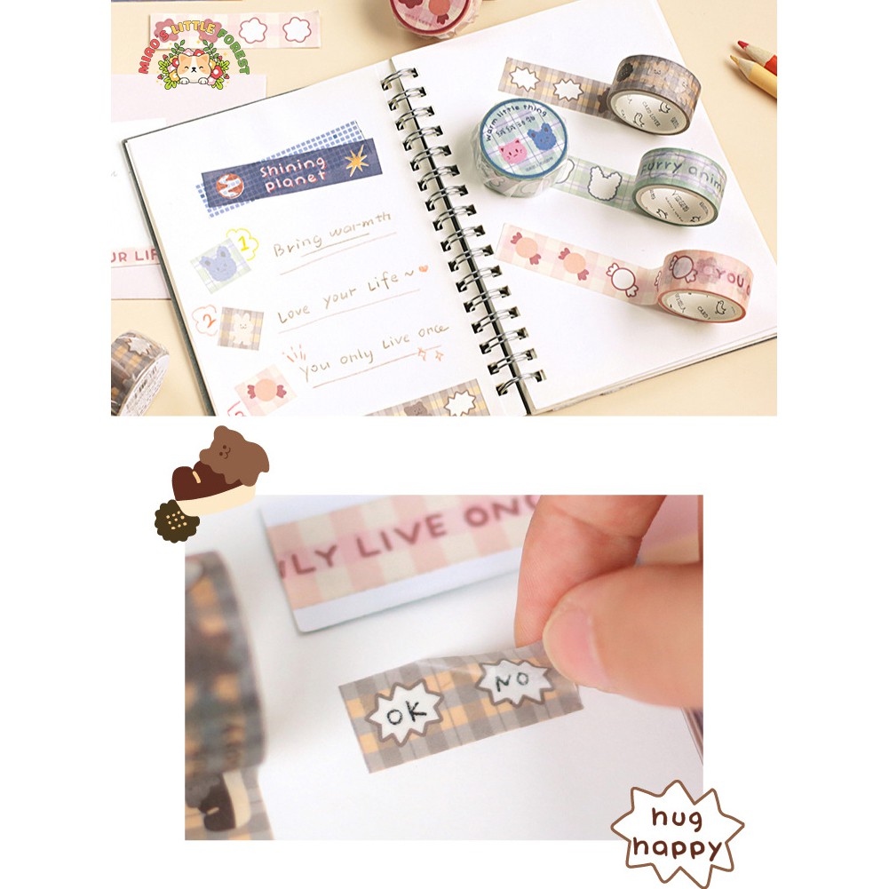 Washi tape WARM LITTLE THING cuộn băng dính trang trí mini dán sổ tay bullet journal MWT230 miaoslittleforest