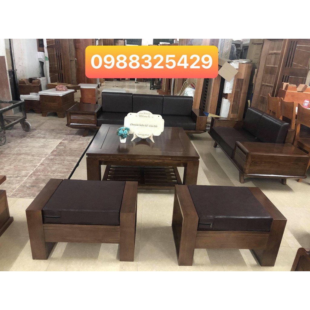 SOFA GỖ CHỮ U KÈM ĐỆM GỐI CAO CẤP