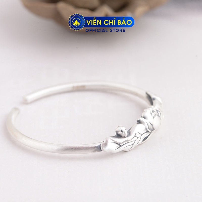 Kiềng tay bạc nữ Liên Hoa bản hở chất liệu bạc 925 thời trang phụ kiện trang sức nữ thương hiệu Viễn Chí Bảo L000417