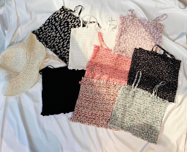Áo quây - áo hai dây hoa nhí vintage ulzzang (hình shop tự chụp/sẵn)