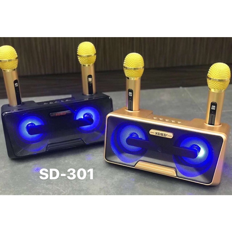 Loa bluetooth SDSr SD-301 kèm 2 micro không dây karaoke