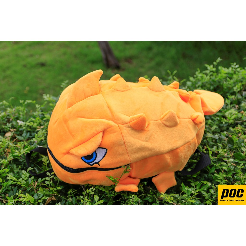 Balo khủng long màu cam vải nhung chống thấm