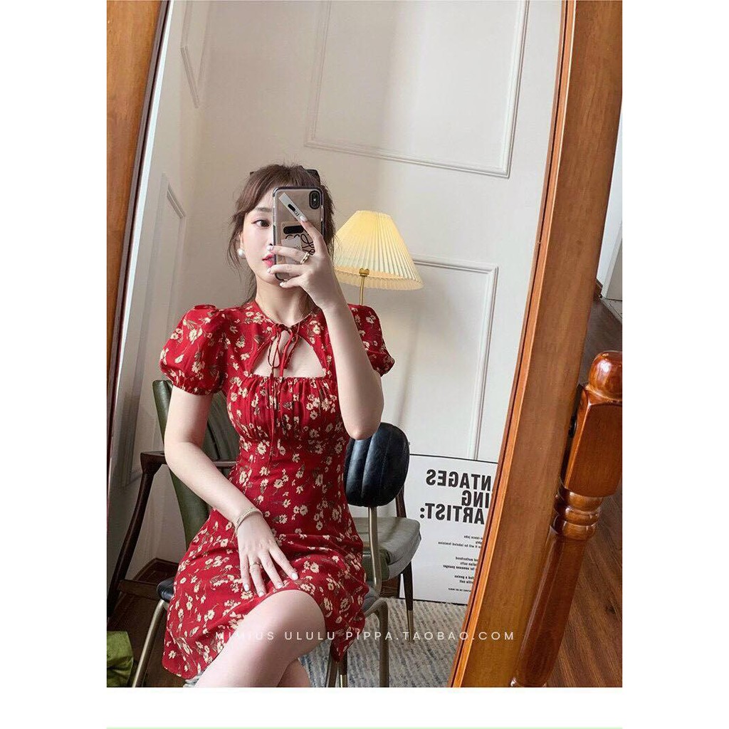 LIMA DRESS - ĐẦM CỔ CỘT NƠ HOA