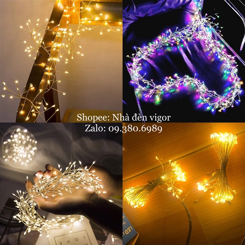 Đèn Đom Đóm Tua Nguyệt Quế 3M (Dùng Điện) (Vàng/Trắng/Dương/Lá/Dương+Trắng/Chớp nháy Đủ màu)